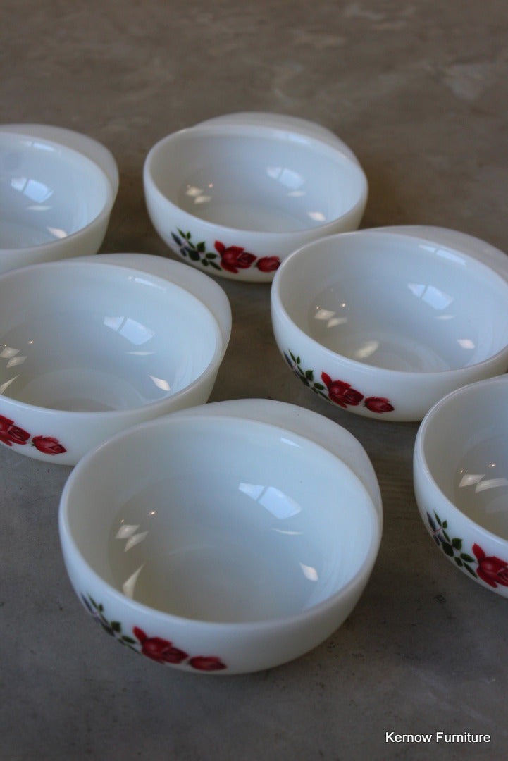 JAJ Pyrex Rose Bowls x 6 - Kernow Furniture