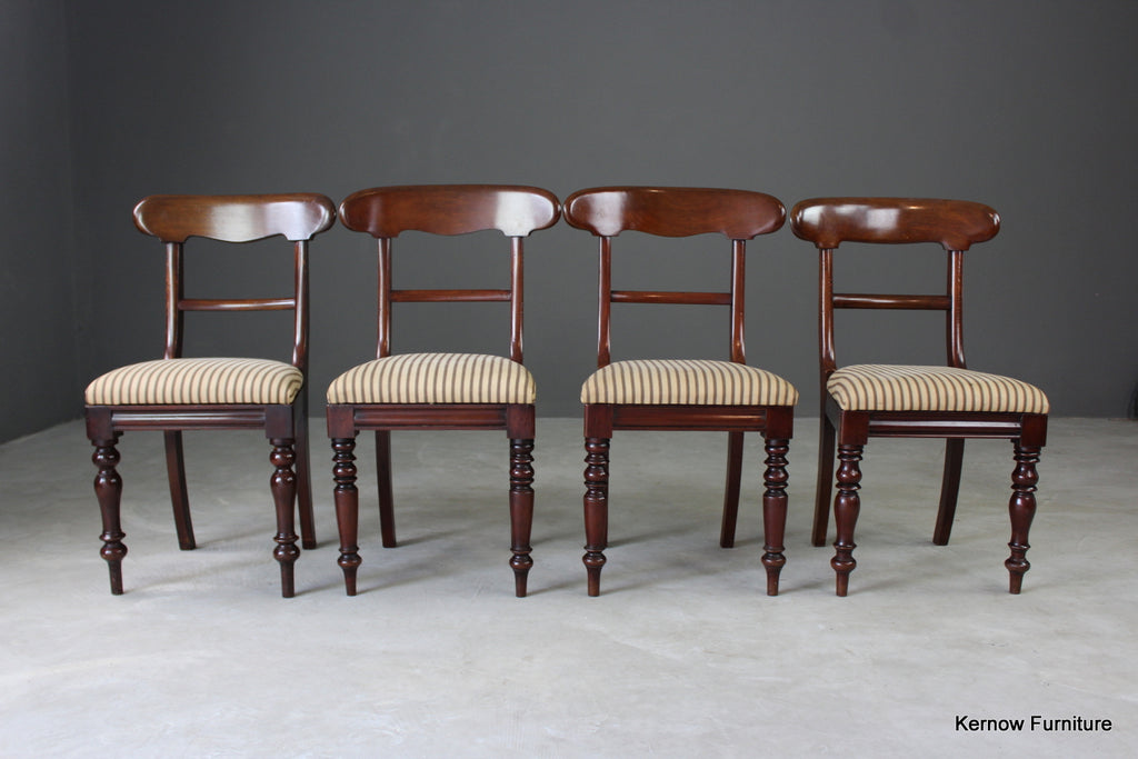 Set 4 Mahogany Bar Back Dining Chairs - Kernow Furniture