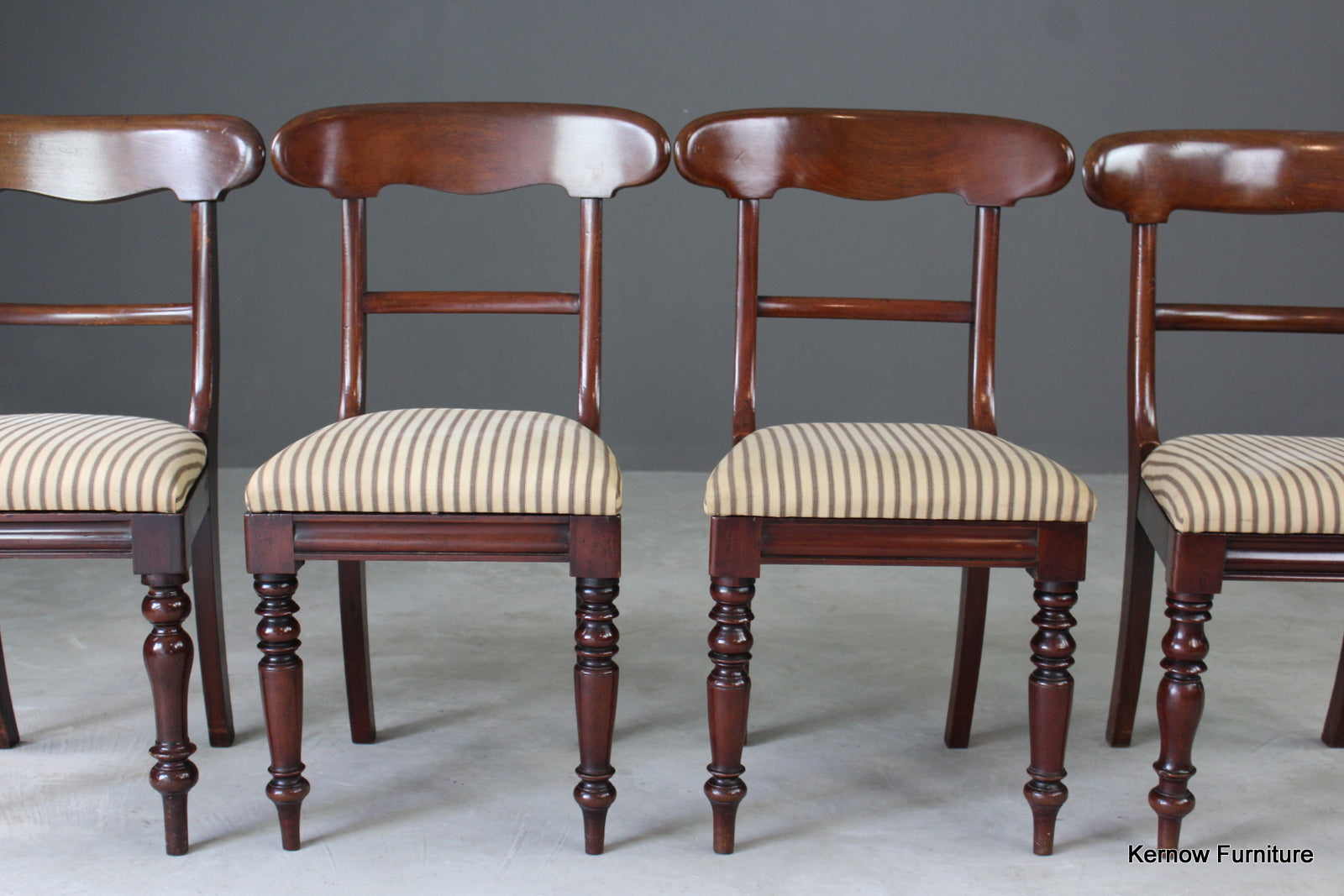 Set 4 Mahogany Bar Back Dining Chairs - Kernow Furniture