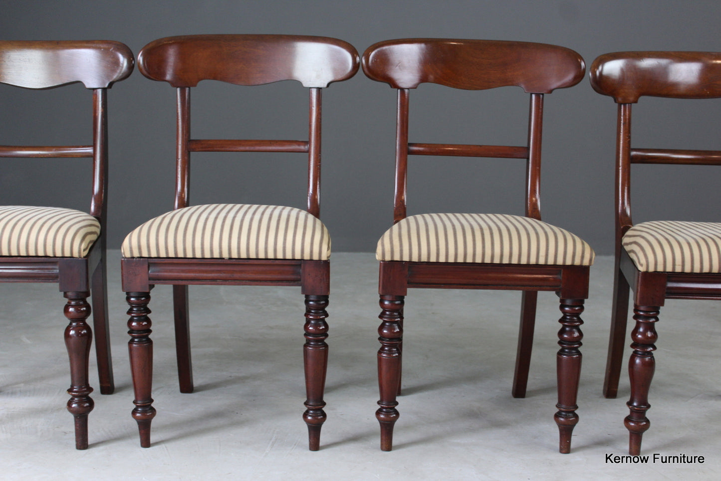 Set 4 Mahogany Bar Back Dining Chairs - Kernow Furniture