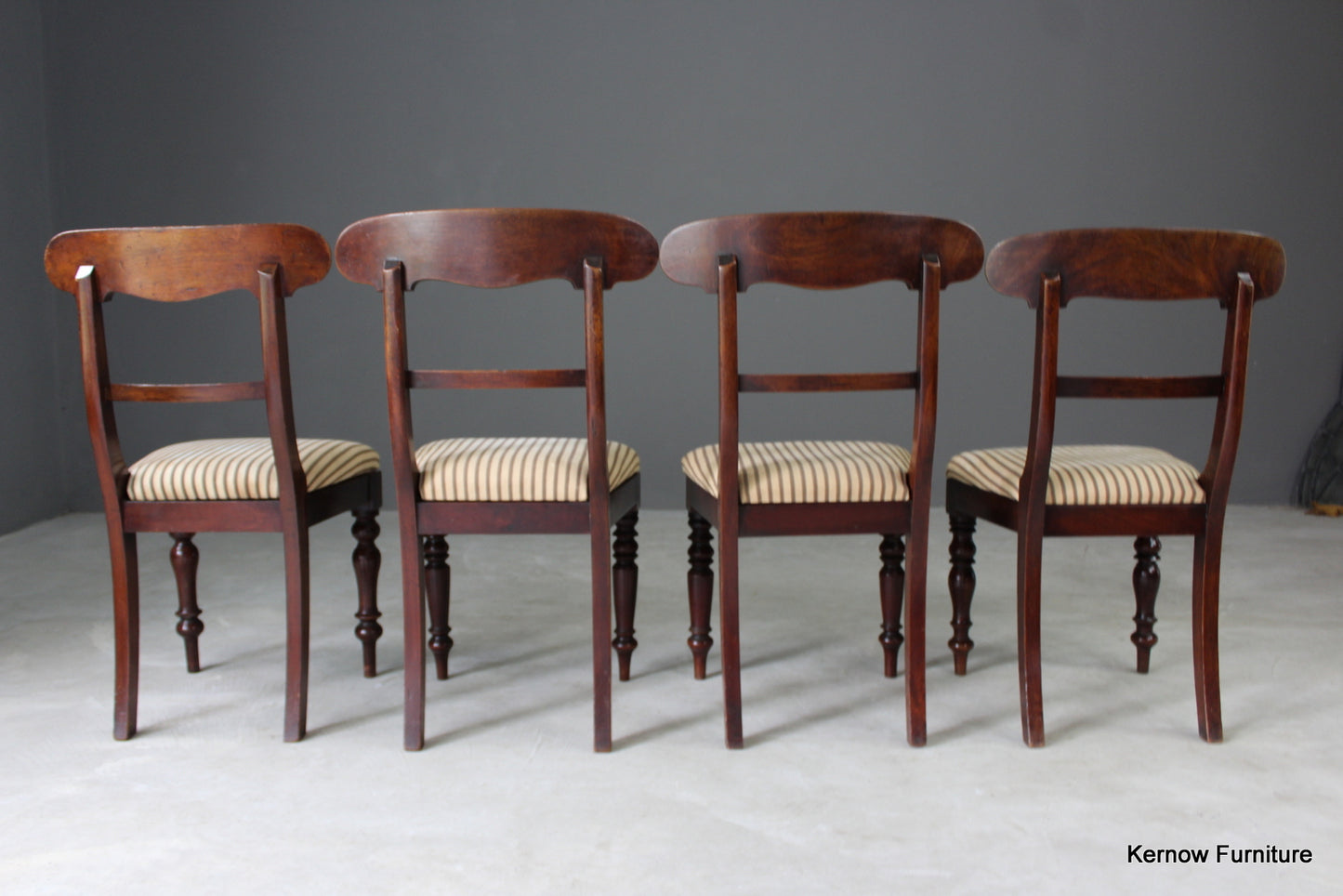 Set 4 Mahogany Bar Back Dining Chairs - Kernow Furniture