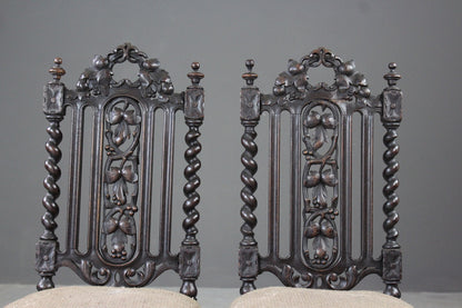 Pair Victorian Carved Oak Hall Chairs - Kernow Furniture