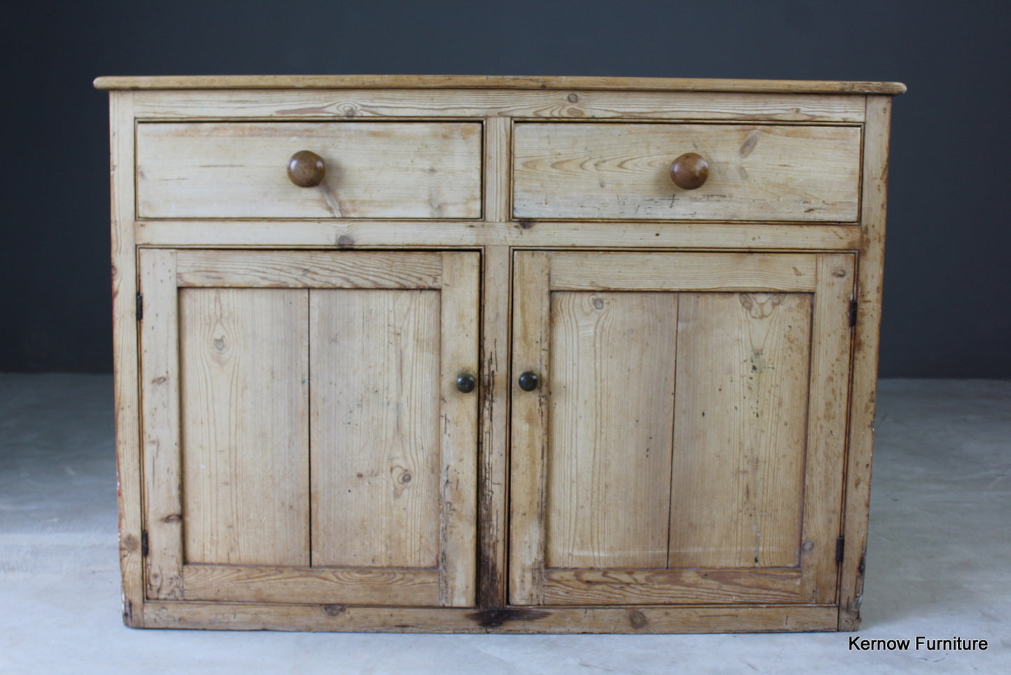 Antique Rustic Pine Dresser Base - Kernow Furniture