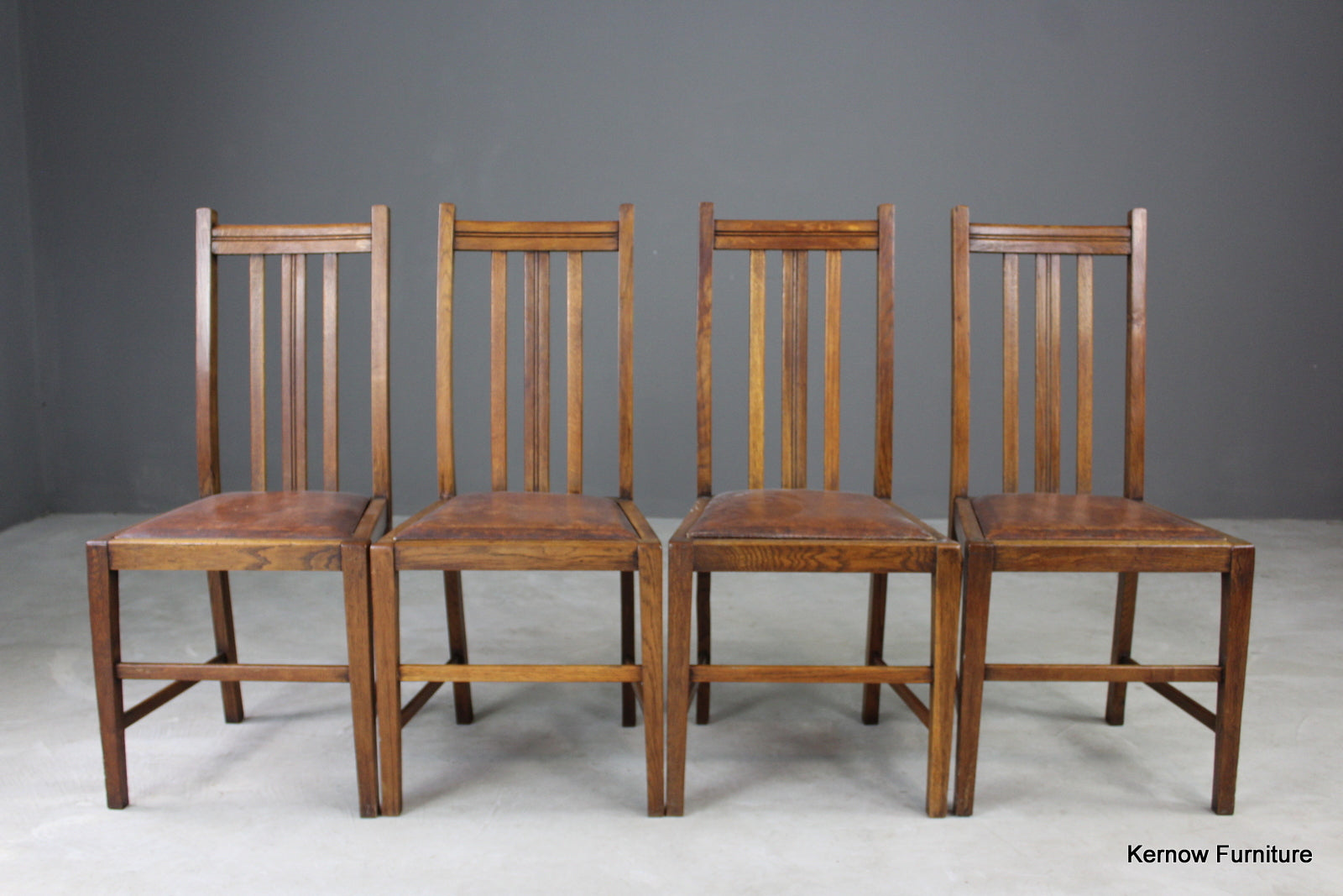 Set 4 Mid Century Oak Dining Chairs - Kernow Furniture