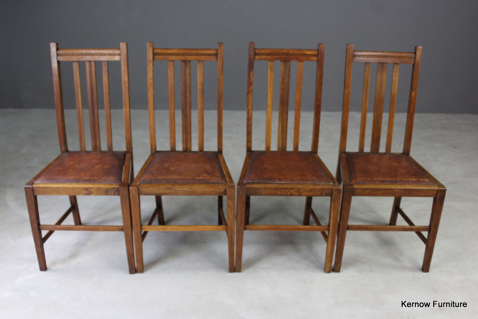 Set 4 Mid Century Oak Dining Chairs - Kernow Furniture