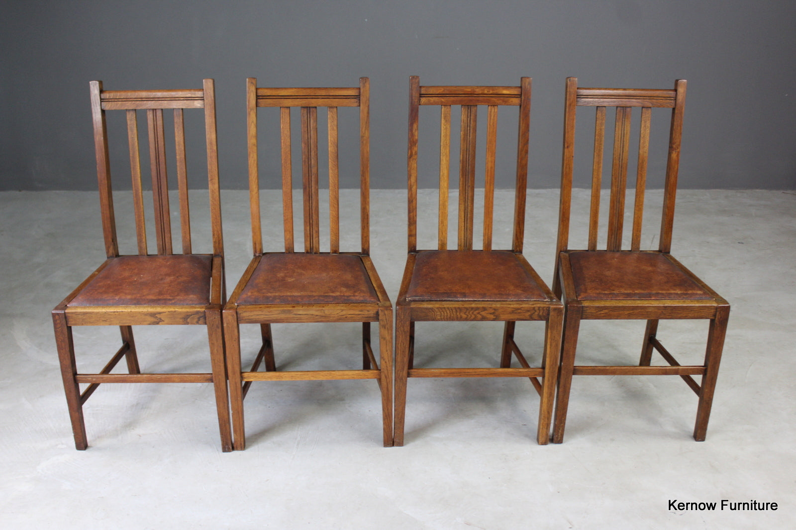 Set 4 Mid Century Oak Dining Chairs - Kernow Furniture