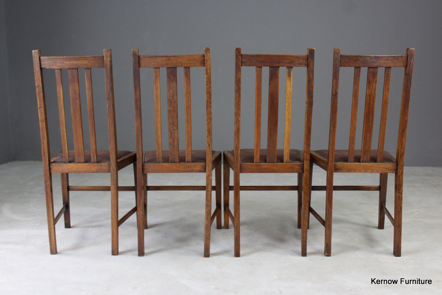 Set 4 Mid Century Oak Dining Chairs - Kernow Furniture