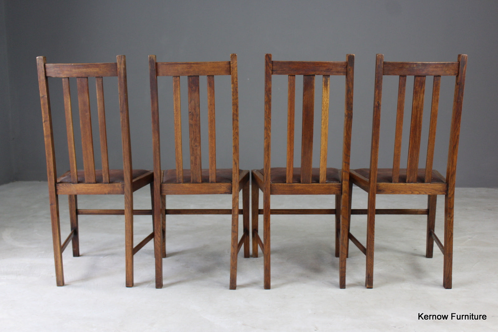 Set 4 Mid Century Oak Dining Chairs - Kernow Furniture