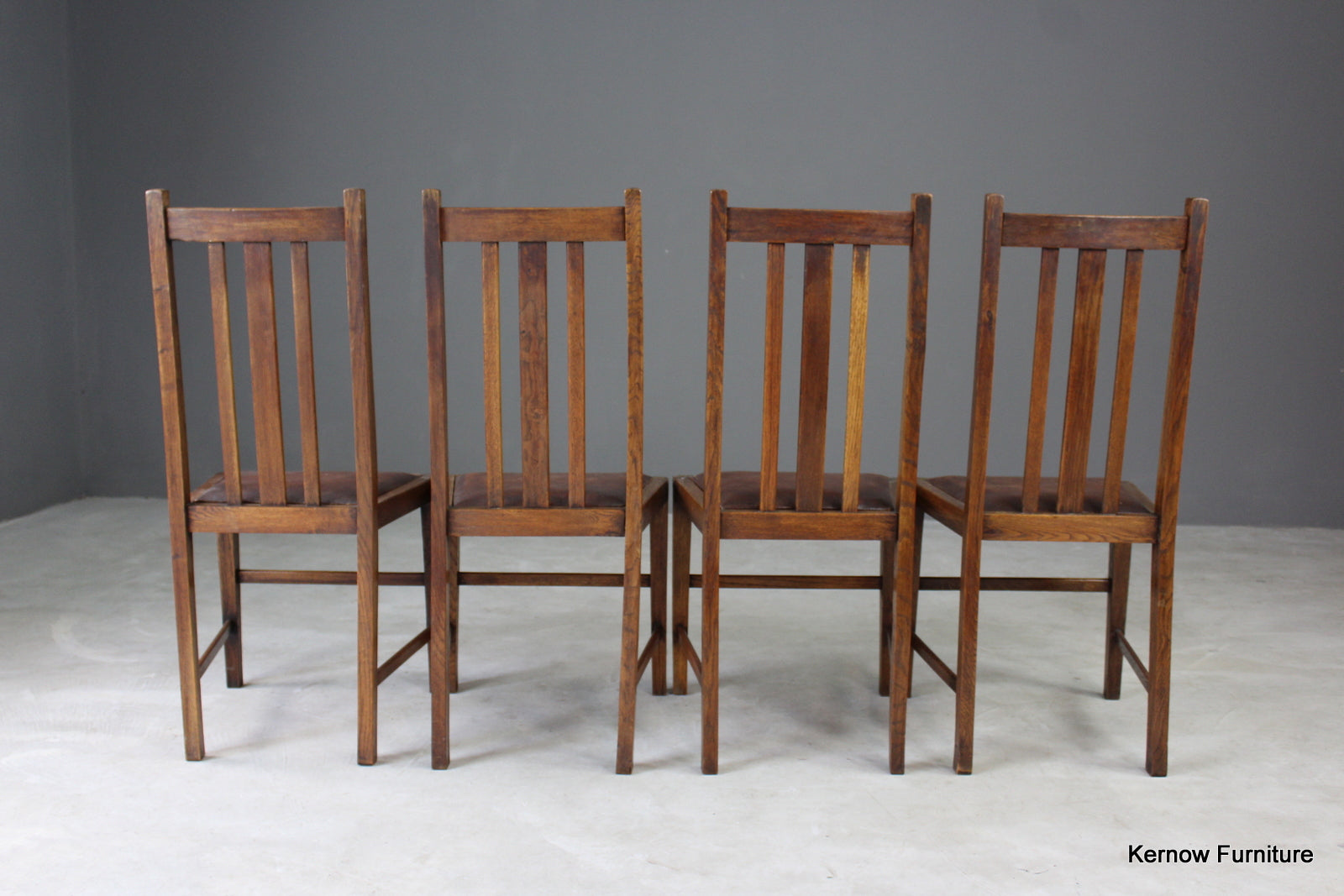 Set 4 Mid Century Oak Dining Chairs - Kernow Furniture