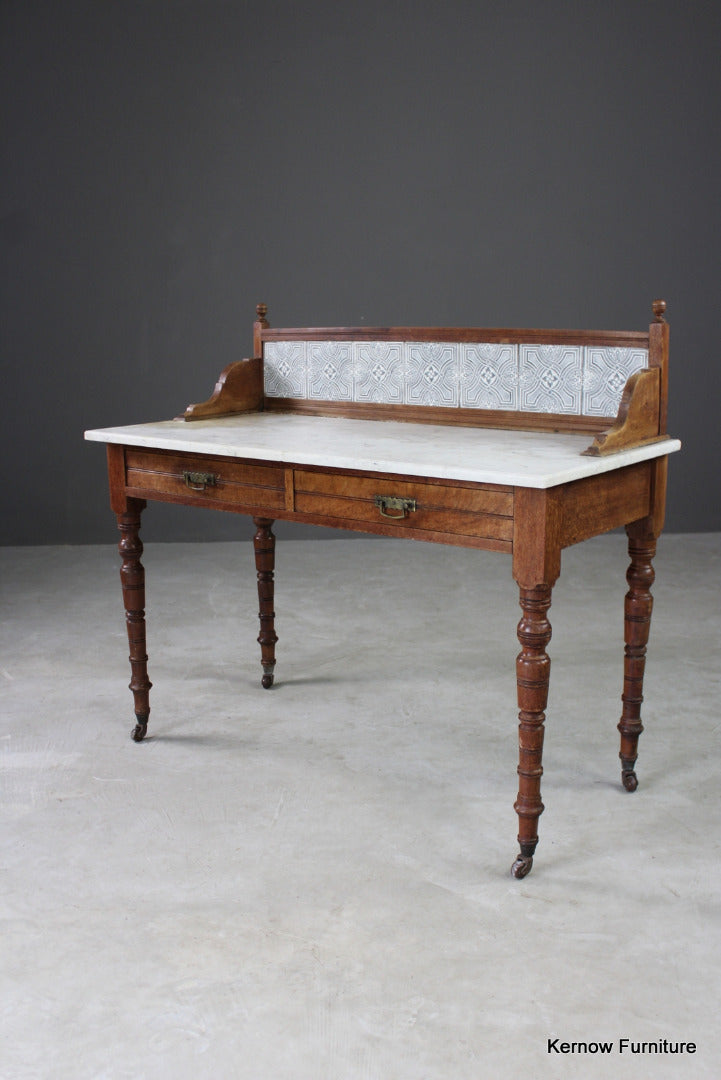 Antique Edwardian Marble Top Washstand - Kernow Furniture