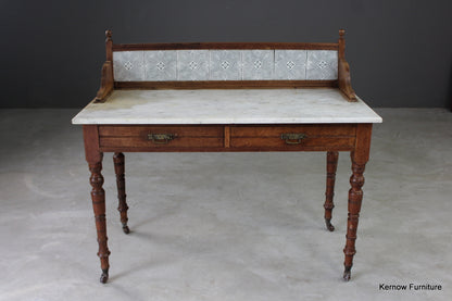 Antique Edwardian Marble Top Washstand - Kernow Furniture