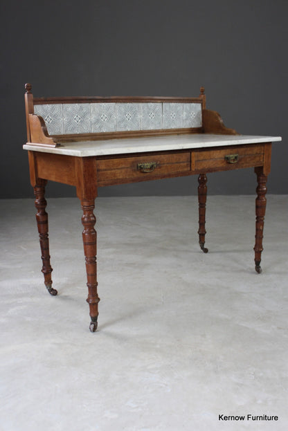 Antique Edwardian Marble Top Washstand - Kernow Furniture