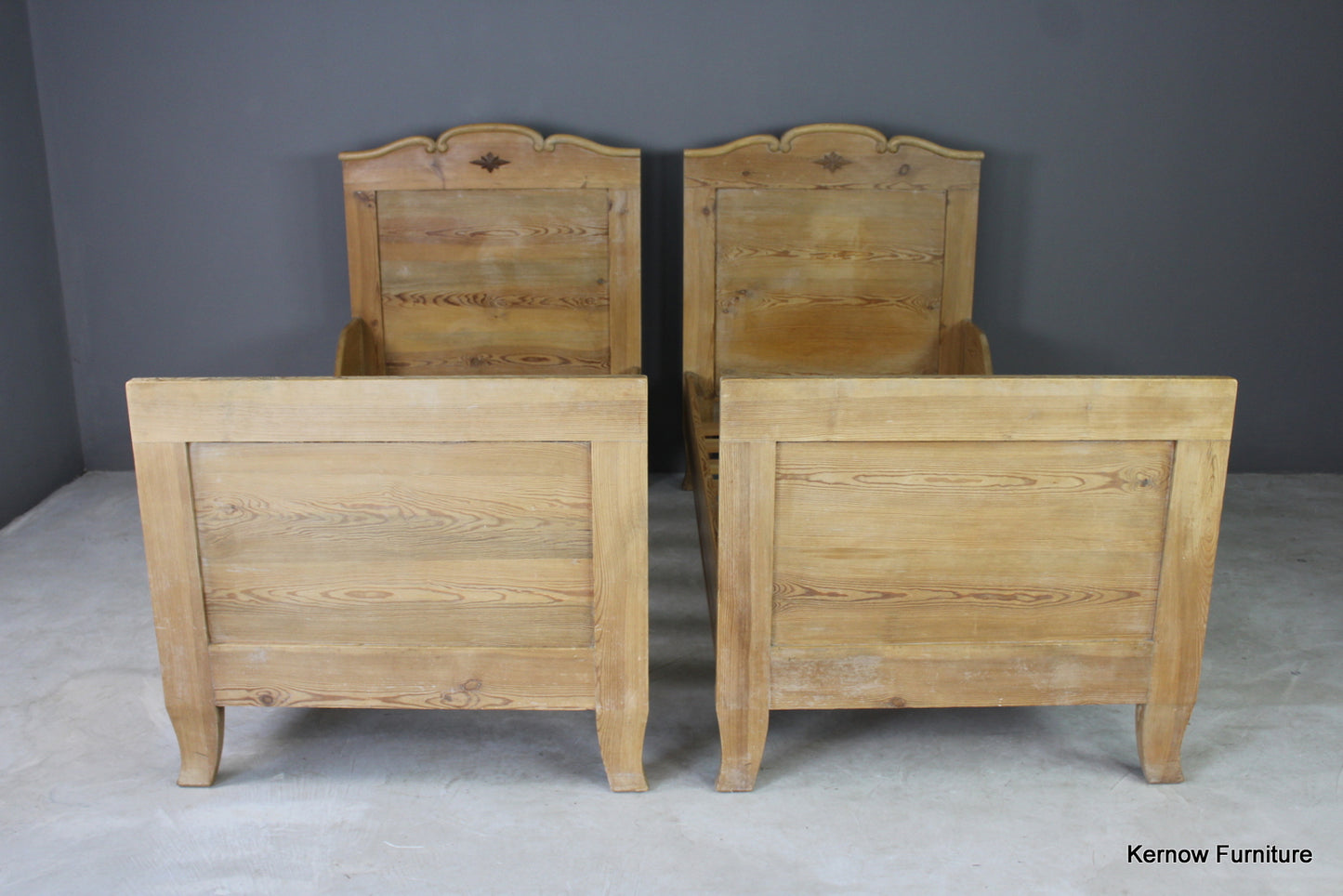 Pair Pine French Style Single Beds - Kernow Furniture