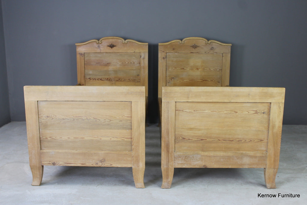 Pair Pine French Style Single Beds - Kernow Furniture