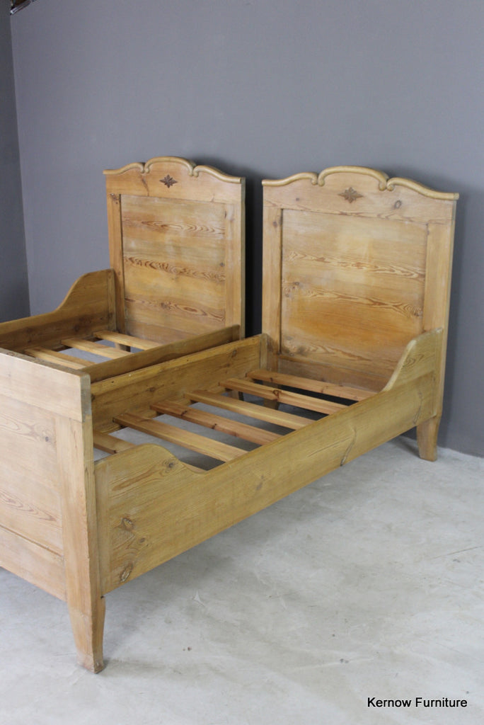 Pair Pine French Style Single Beds - Kernow Furniture