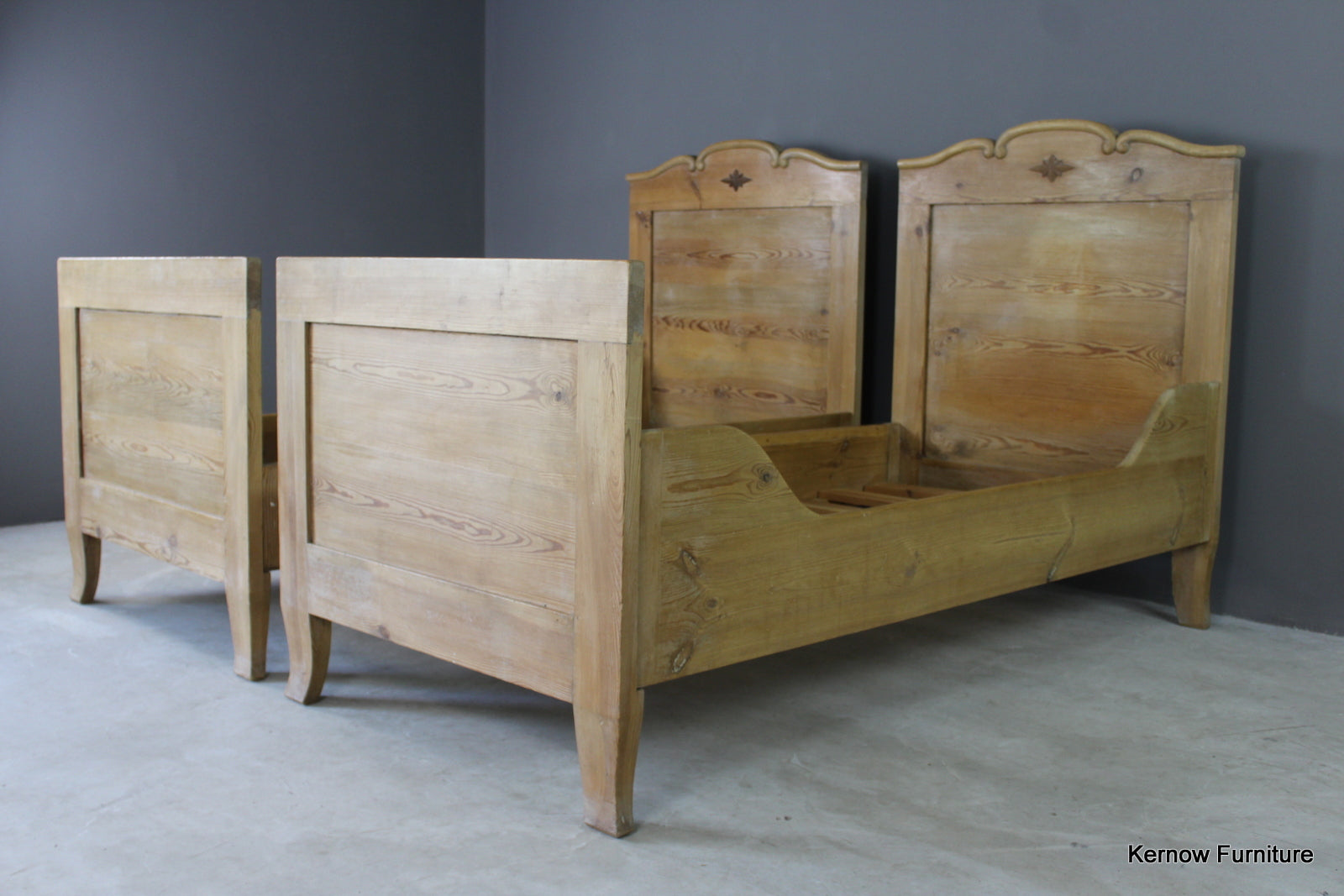 Pair Pine French Style Single Beds - Kernow Furniture