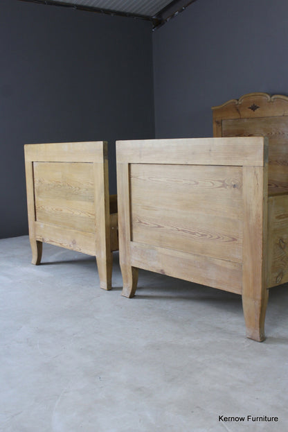 Pair Pine French Style Single Beds - Kernow Furniture