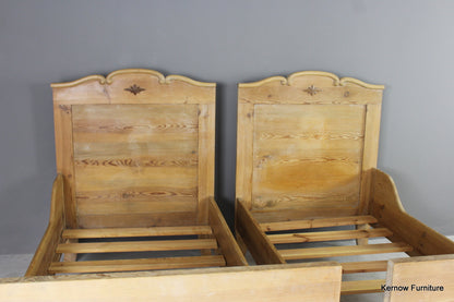 Pair Pine French Style Single Beds - Kernow Furniture