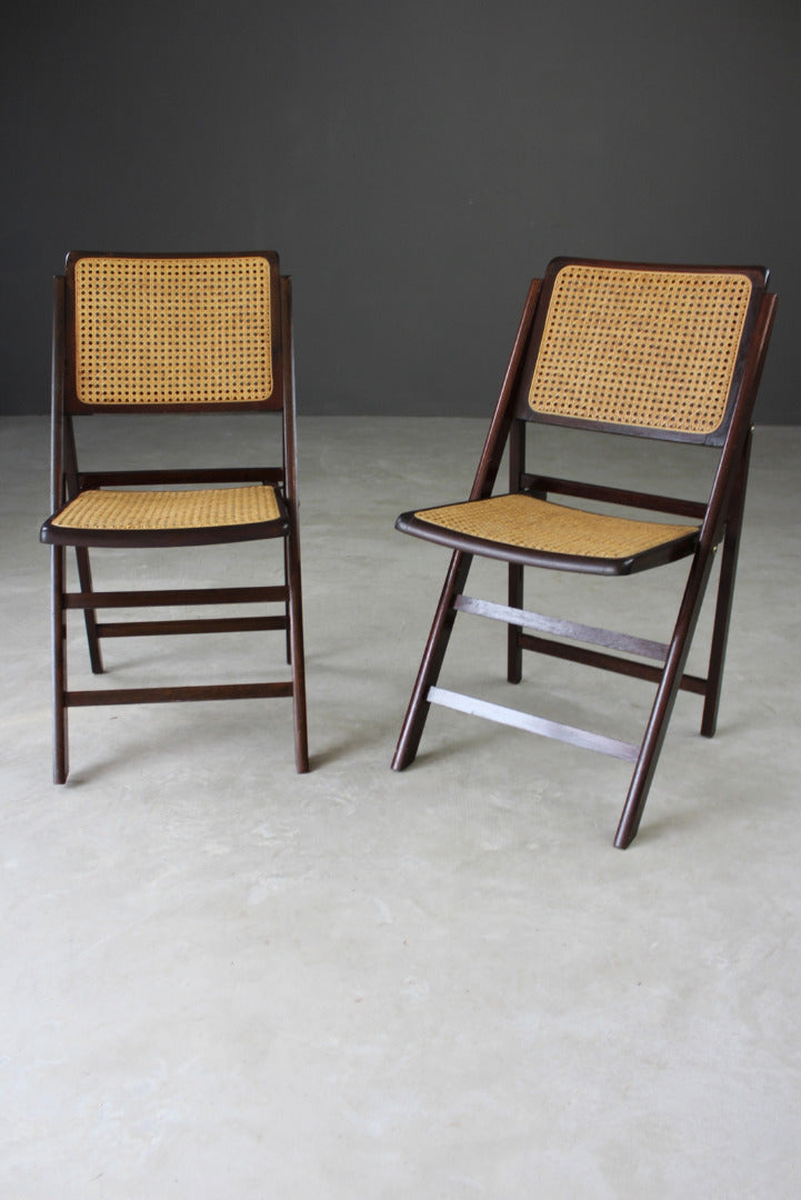 Pair Folding Cane Chairs - Kernow Furniture