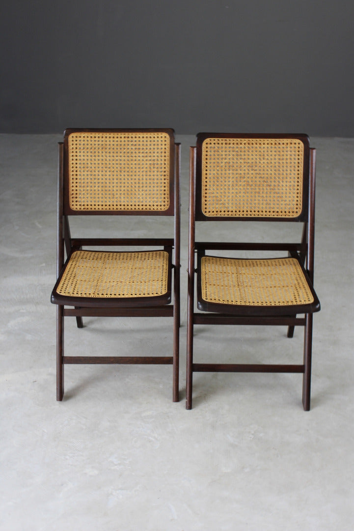 Pair Folding Cane Chairs - Kernow Furniture