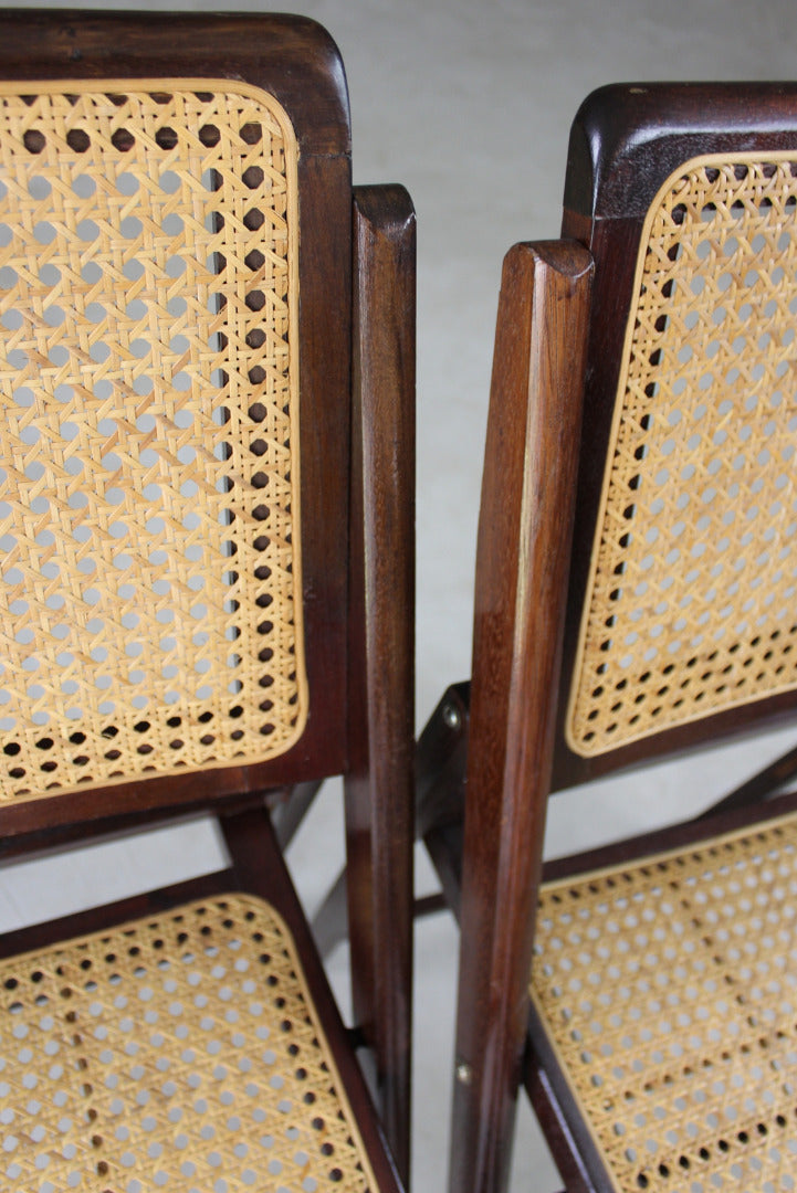 Pair Folding Cane Chairs - Kernow Furniture