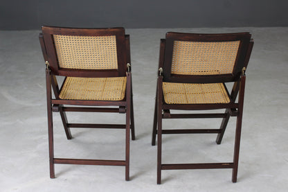 Pair Folding Cane Chairs - Kernow Furniture