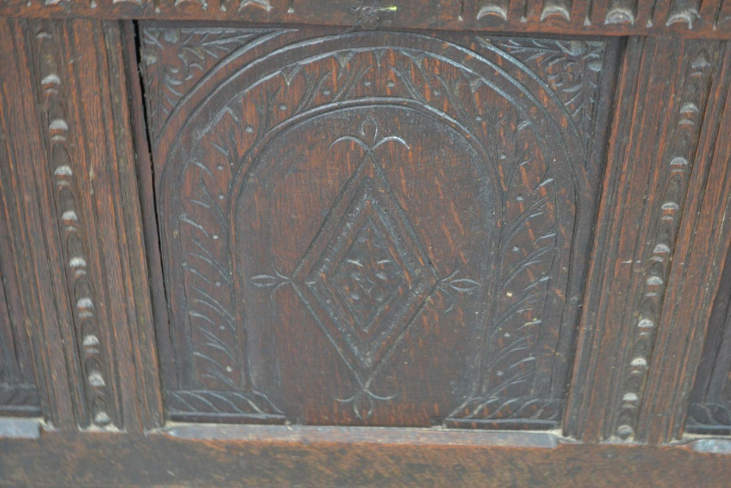 Antique Large 19th Century Carved Oak Panelled Coffer - Kernow Furniture