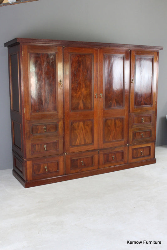 Antique Mahogany Wardrobe Compactum - Kernow Furniture