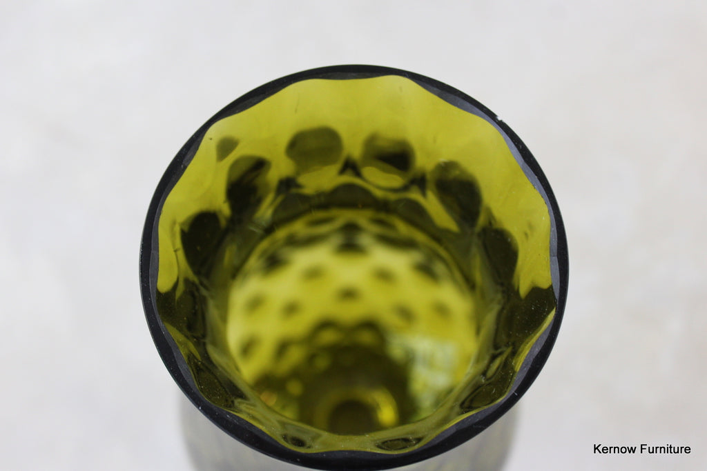 Olive Glass Stemmed Vase - Kernow Furniture