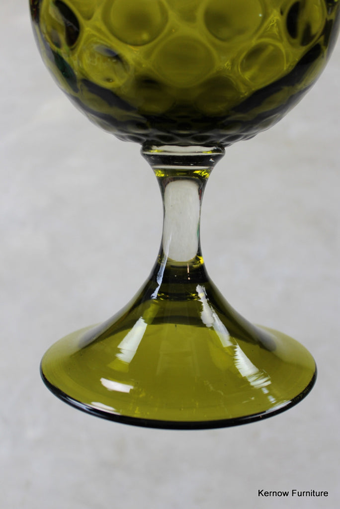Olive Glass Stemmed Vase - Kernow Furniture