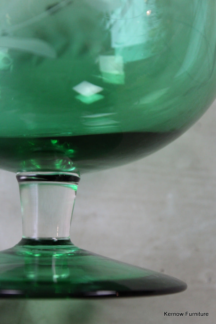 Green Glass Etched Balloon Vase - Kernow Furniture