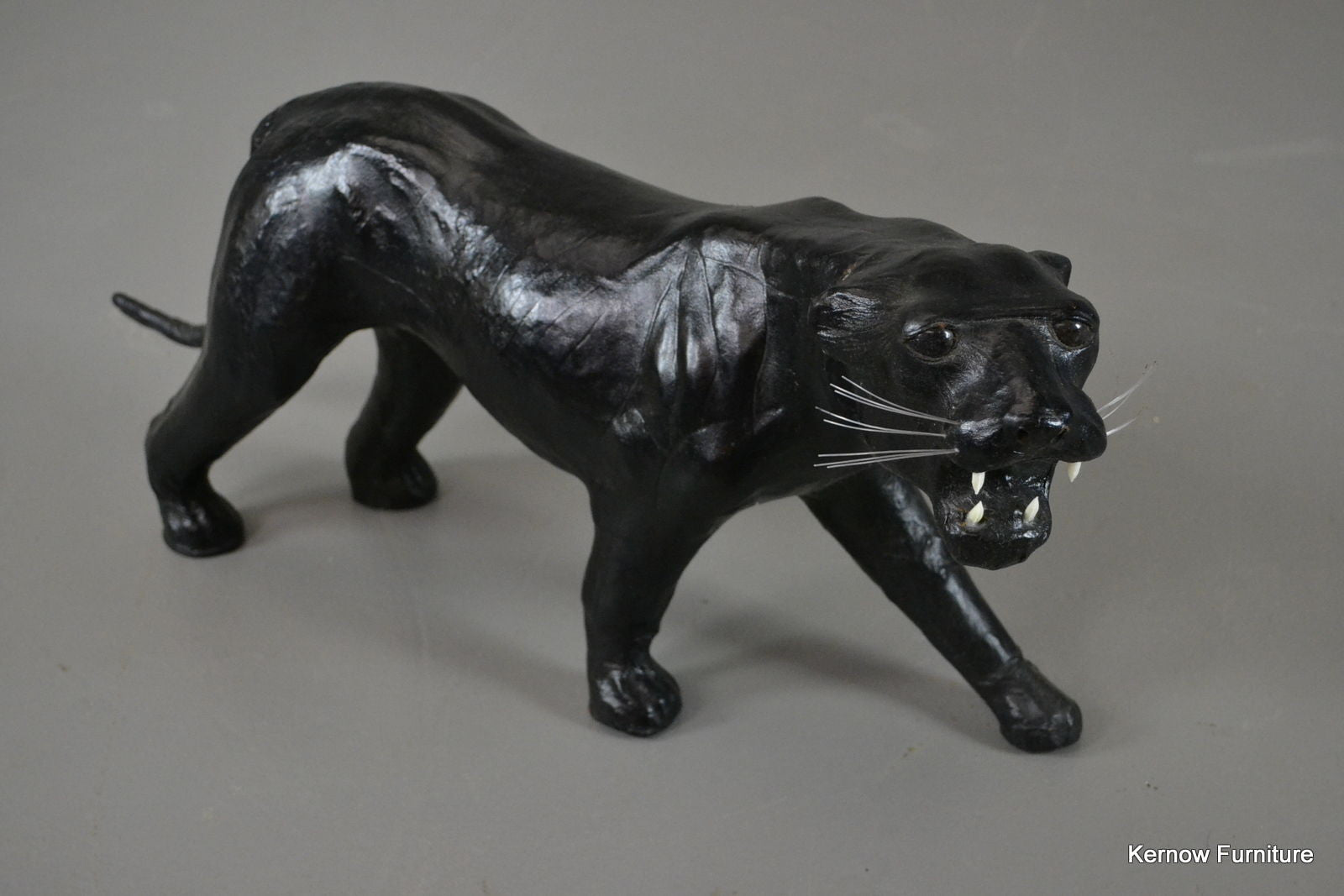 Vintage Black Papier Mache Panther Cat - Kernow Furniture