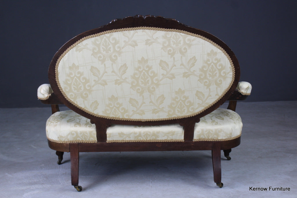 Antique Upholstered Gold Open Arm Settee - Kernow Furniture