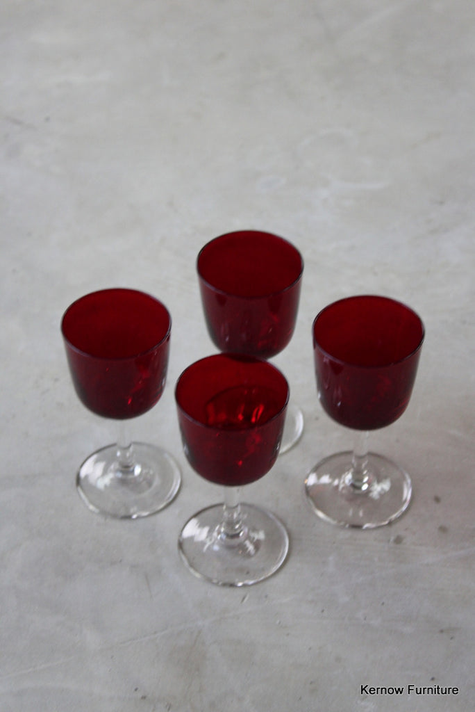 4 Red Liquer Glasses - Kernow Furniture