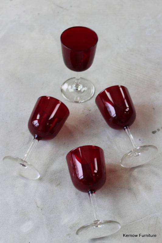 4 Red Liquer Glasses - Kernow Furniture