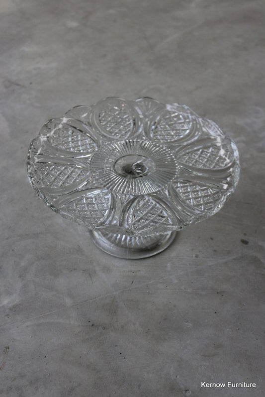 Vintage Clear Glass Cake Stand - Kernow Furniture