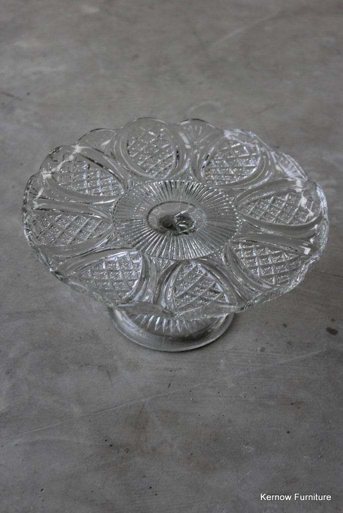 Vintage Clear Glass Cake Stand - Kernow Furniture