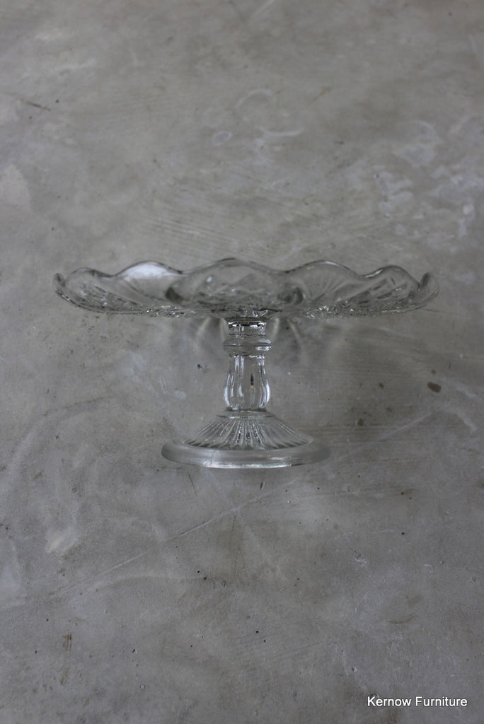 Vintage Clear Glass Cake Stand - Kernow Furniture