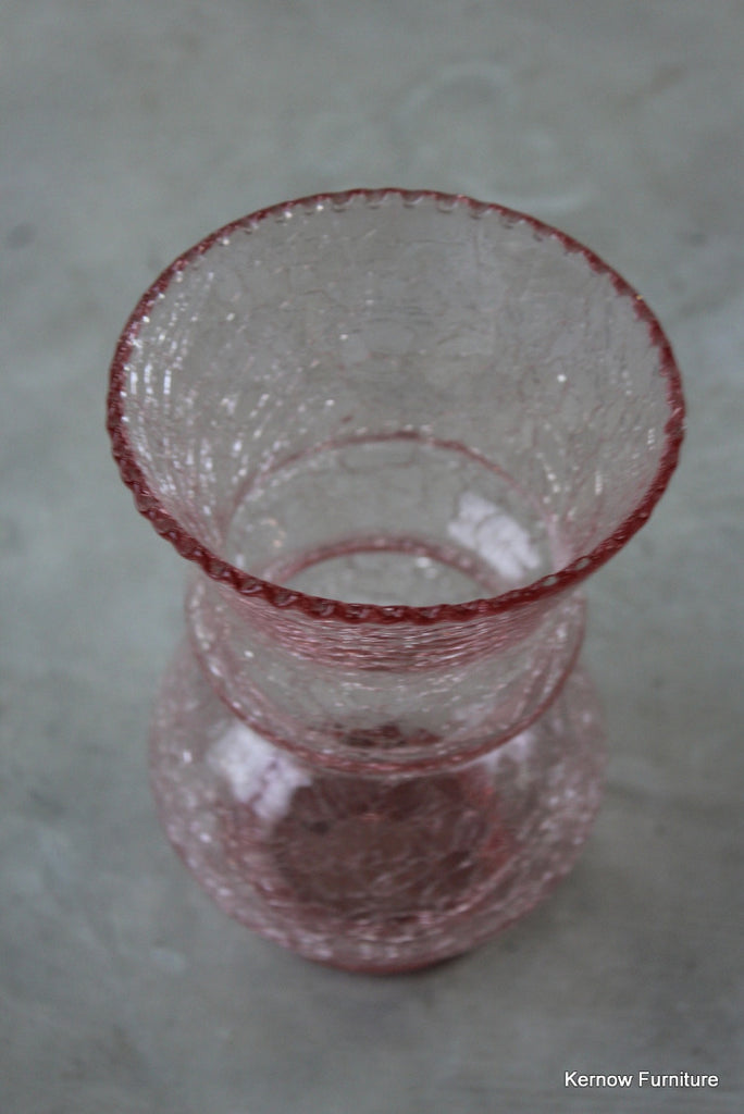 Pink Crackle Glass Vase - Kernow Furniture