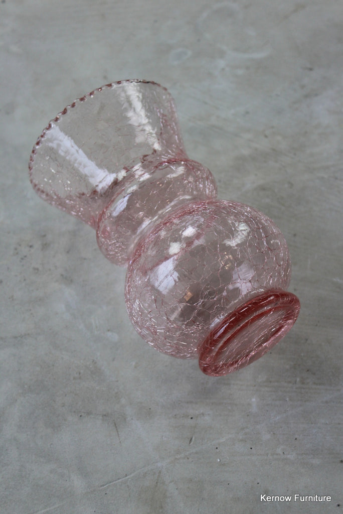 Pink Crackle Glass Vase - Kernow Furniture