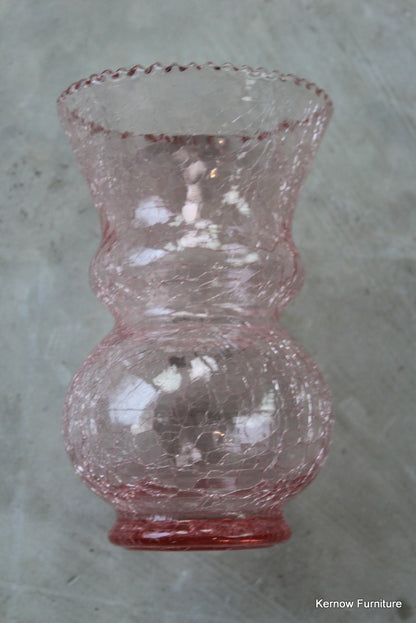 Pink Crackle Glass Vase - Kernow Furniture