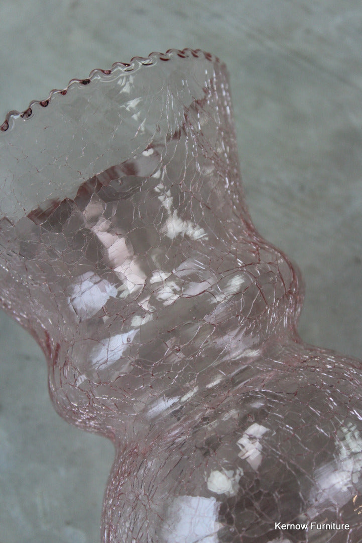 Pink Crackle Glass Vase - Kernow Furniture