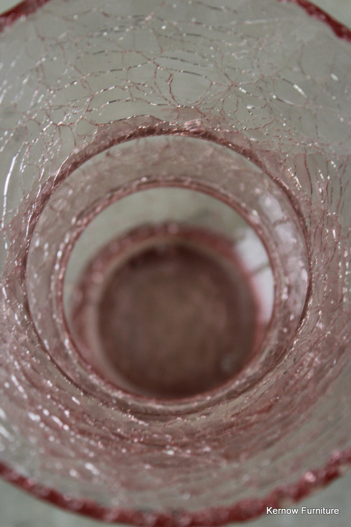 Pink Crackle Glass Vase - Kernow Furniture