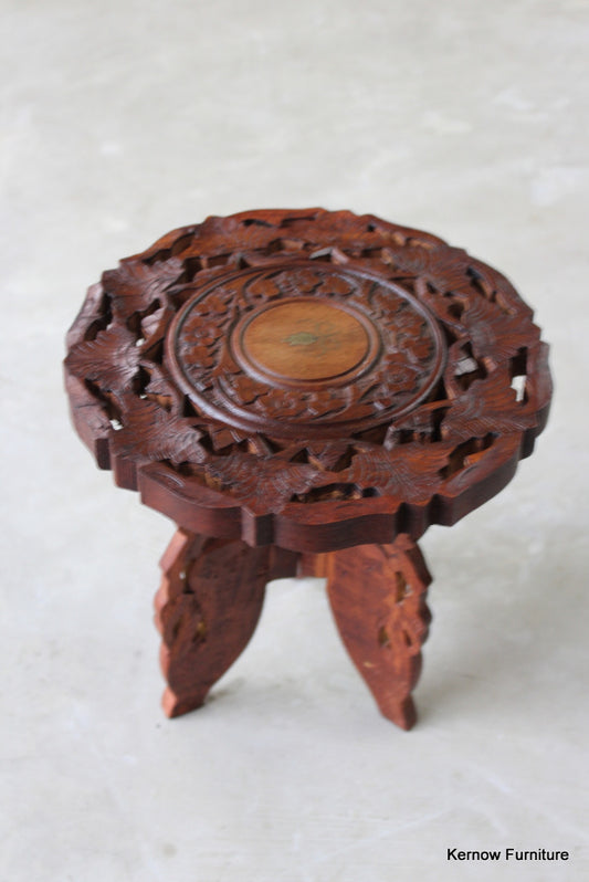 Small Carved Indian Side Table - Kernow Furniture