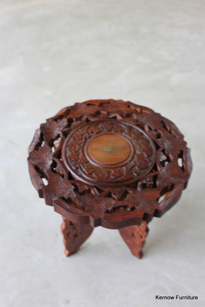 Small Carved Indian Side Table - Kernow Furniture