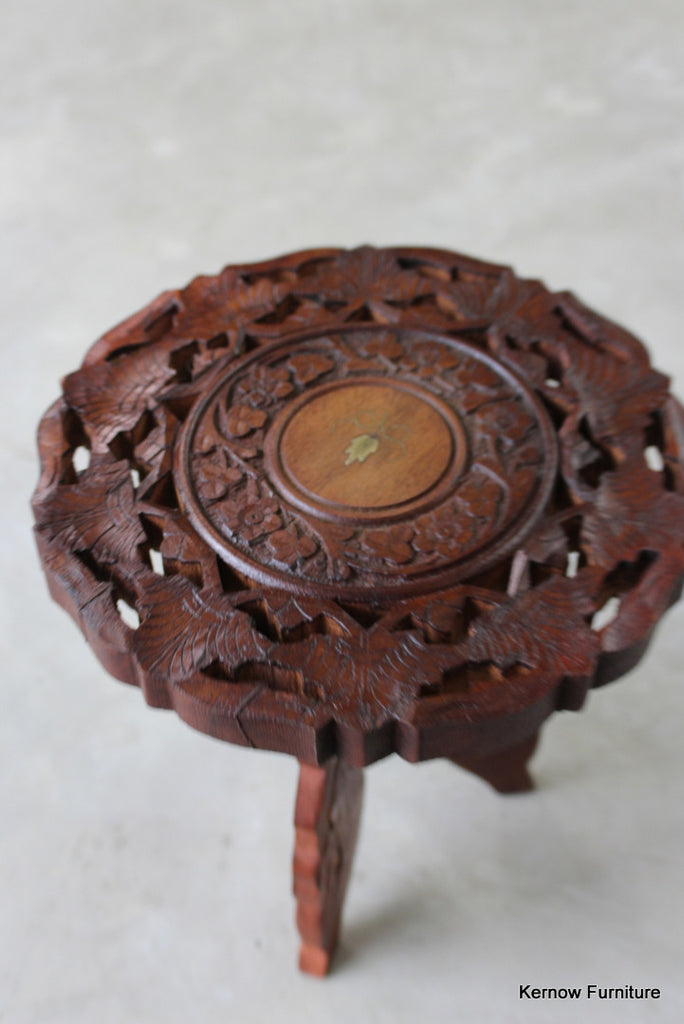 Small Carved Indian Side Table - Kernow Furniture