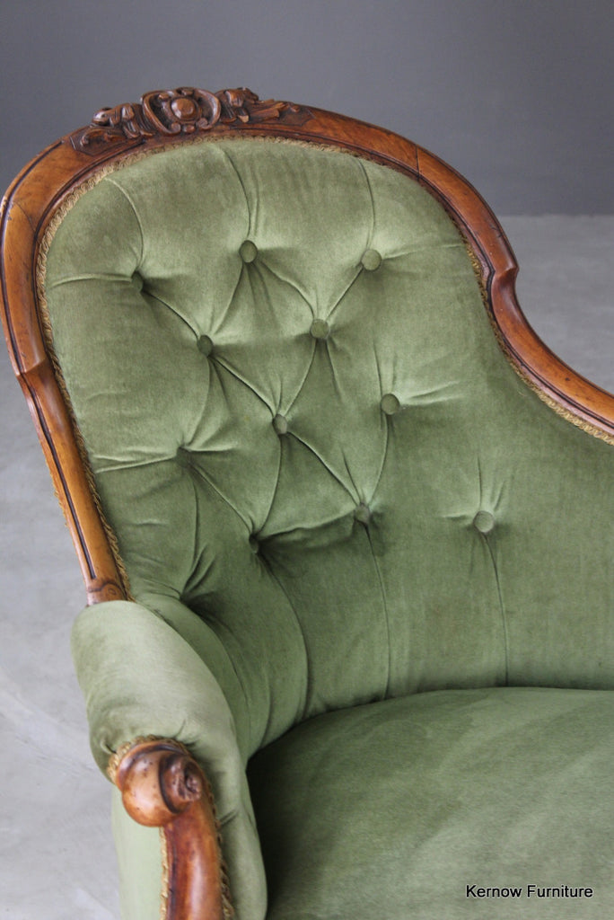 Victorian Walnut Button Back Chaise Longue - Kernow Furniture