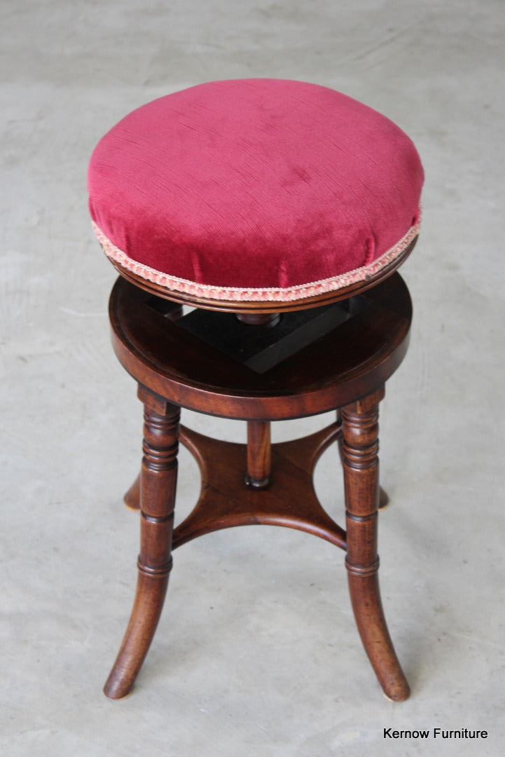 Antique Adjustable Music Stool - Kernow Furniture