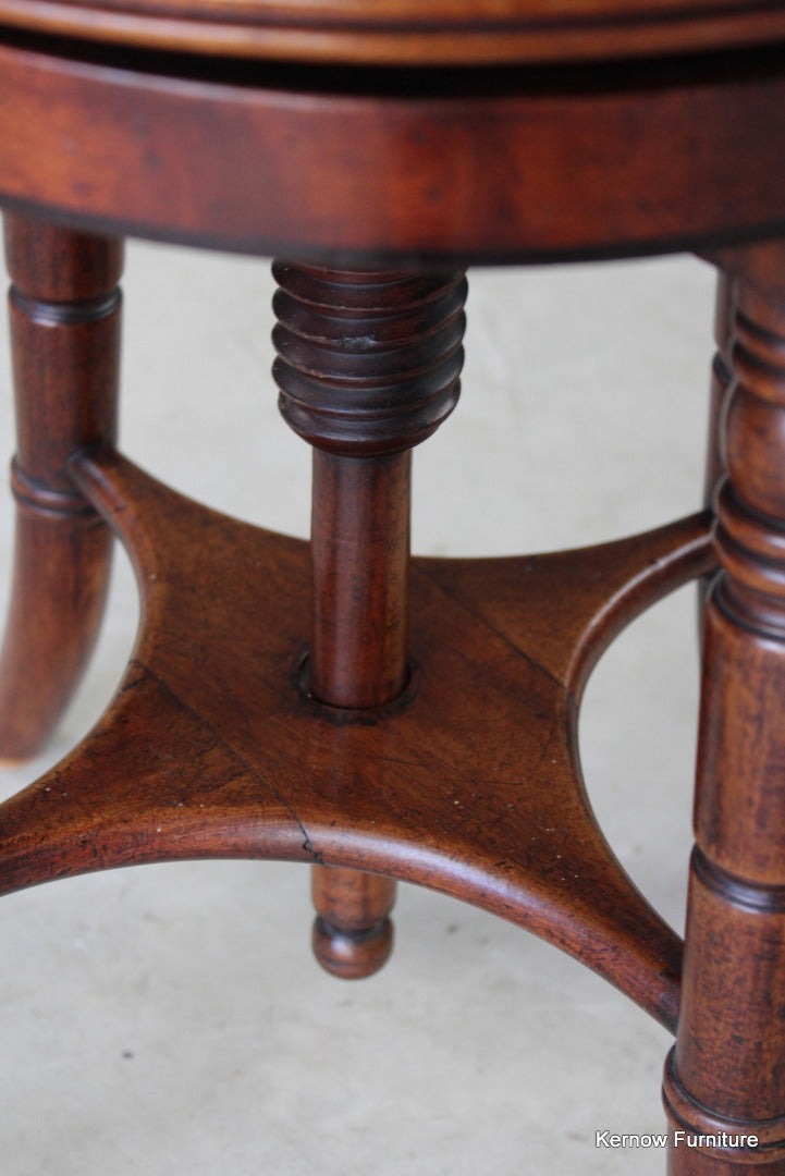 Antique Adjustable Music Stool - Kernow Furniture