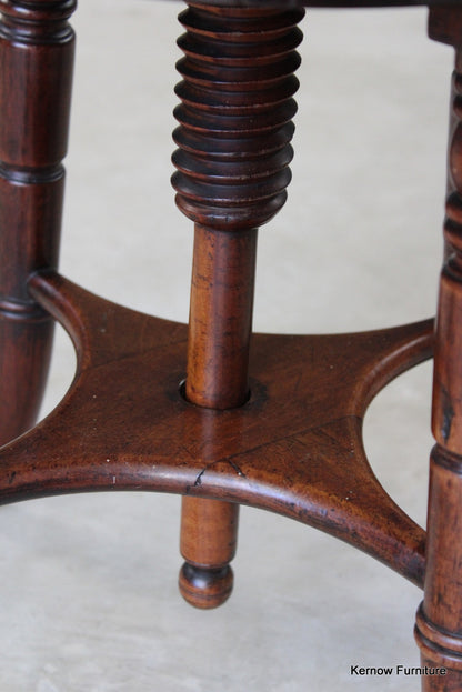 Antique Adjustable Music Stool - Kernow Furniture